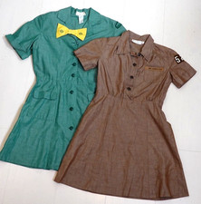 60's Girl Scout Uniform  Dress Size10 Patch+Bow+bonus Brownie Dress picture