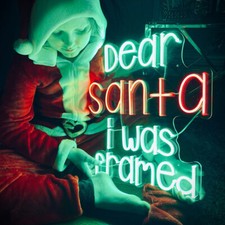 LED Dear Santa I Was Framed Neon Light Xmas Sign Dimmable Bar Store Art Decor picture