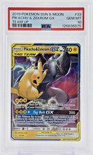 PSA 10 2019 PIKACHU & ZEKROM GX POKEMON CARD HOLO SUN & MOON TAG TEAM UP GEM 33 picture