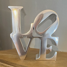 Vintage 70’s Robt Indiana Love silver metal paperweight picture