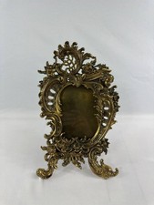 Antique French Gilt Bronze Tabletop Picture Frame Cherub Rococo Easel Back picture