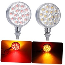 Double-Face Pedestal Fender Light Round Amber Stud Mount, 3 Inch 30 LED Clear picture