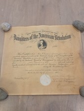 Rare-1895 Daughters Of The American Revolution Original Certificate-Mrs.Johnston picture