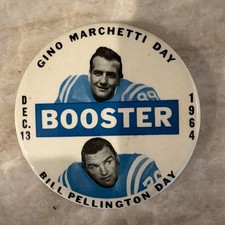 1964 BALTIMORE COLTS GINO MARCHETTI & BILL PELLINGTON DAY BOOSTER PINBACK BUTTON picture