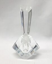 Vintage Crystal Cut Perfume Bottle Dabber Clear Thick Glass 5