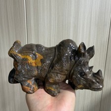 3LB+ Large-sized natural Money stone carved Rhino Quartz Crystal heal 1pc picture