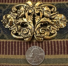 Gold Colored  Cloak Cape Clasp Vintage Floral picture
