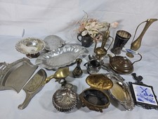 Vintage Silverplate Bronze Aluminum Huge Lot 26 Pc Misc Assorted Metal Teapot ๐ picture