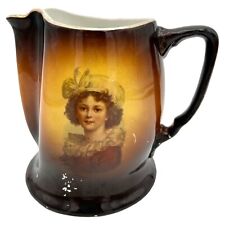 Antique 1893-1911 Warwick China Ioga Water Pitcher Portrait Of A Young Lady 6” picture