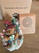 RARE Boyd's Bears “Kirby”Candy Christmas Jar Candle Lid Topper Retired picture