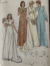 Uncut 1970s BOHO WEDDING BRIDAL GOWN DRESS PATTERN BUTTERICK 5750 Sz 10 picture