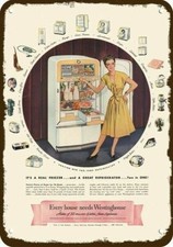 1947 WESTINGHOUSE REFRIGERATOR & FREEZER Vntg-Look DECORATIVE REPLICA METAL SIGN picture