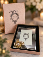 Olivia Riegel Gold Botanica 4x6 Picture Frame Crystal Flower RT0214 w/ Box picture