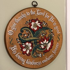 Vtg 1962 Berggren Handpainted Norway Swedish Rosemaling Wall Hanging 12