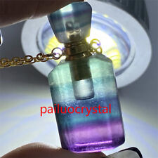 1pc Natural Rainbow Fluorite Perfume bottle Quartz Crystal Pendant Reiki Healing picture
