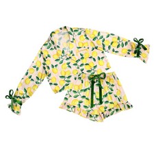 Bella Sleep + Spa Women Velvet Satin Pajama Set Pink Lemons Medium picture