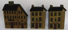 Donna White Signed Folk Art Wooden House Display, Set of 3. (A) picture