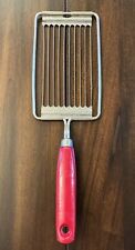 VINTAGE EKCO RED WOOD HANDLE 10 BLADE CHEESE EGG TOMATO MIRACLE SLICER - USA picture