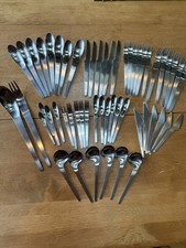 Georg Jensen Arne Jacobsen Deco  Flatware Original 1970’s Service for 6 plus picture