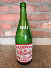 Fritz Mineral And Soda Water Co. Green 32 oz bottle Horse City Scape graphics picture