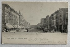 1905 Postcard Jackson Michigan Main Street Business District picture