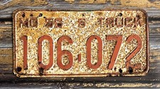 1956 Missouri TRUCK License Plate 106-072 - Rustic Rusty picture