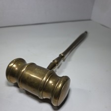 Vintage Heavy Solid Brass Gavel  Auctioneer Hammer Desk Paperweight picture