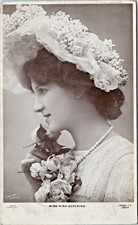 RPPC Edwardian British Actress Nina Sevening Fashion Lacy Bonnet PU 1906 N-520 picture