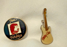 Vintage 70s 80s Rock Enamel Pin Lot - Mötley Crüe Guitar & Jimi Hendrix picture
