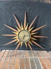 VTG Mid Century Modern Welby Starburst Sunburst Wall Clock Retro 1960's Parts picture