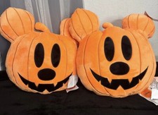 NEW 2x Disney Mickey Mouse Halloween Jack O Lantern Pillow Plush TikTok 🎃 picture