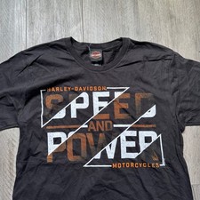 Harley-Davidson Speed and Power Motorcycles Black Graphic T-Shirt L picture