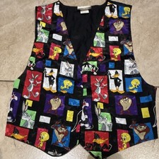 VTG 1994 Looney Tunes Vest Bugs Bunny Taz Tweety Sylvester Sz S/M Warner Bros picture