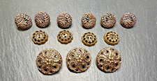 3 UNIQUE SETS: 13 VINTAGE METAL LOOK PLASTIC BUTTONS H967 picture