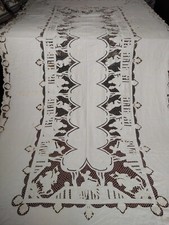Vintage tablecloth linen lace needlework embroidered figured high quality large picture