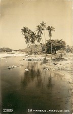 Vintage RPPC Acapulco Mexico Paisaje Palm Trees Coastal Landscape Postcard picture