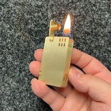 Solid Brass Lighter Vintage One Button Ignition Kerosene Refillable Pocket  picture