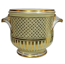 Camille Le Tallec Paris Porcelain Cachepot / Jardiniere handpainted Yellow Gold picture