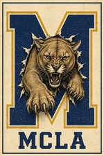 MCLA Cougar Poster Print Wall Art Vintage 12x8in Metal Sign College University picture