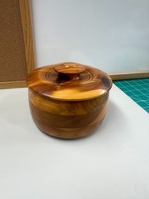 Vintage Hand-Turned Segmented Wooden Lidded Bowl – Mid-Century Modern Decorative picture