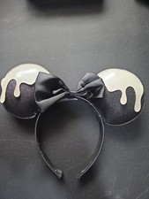 Disney Parks Mickey Mouse Ears Headband Black & White Ears Black Bow White Drip picture