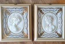 Pair Vintage 1960s Turner East and West Wind Wall Cameo Portraits picture