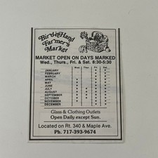 Bird-In-Hand Farmer's Market Clothing Outlets 1986 Lancaster County Ad SAH7-S62 picture