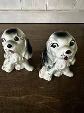 Vintage Porcelain Cocker Spaniel Dog Salt & Pepper Shakers Japan 2.75