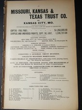 1898 print advertising ad MISSOURI KANSAS & TEXAS TRUST COMPANY Kansas City MO picture