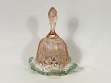 Fenton Pink Opalescent Glass Bell Lily of The Valley White & Sea Mist Base Rim picture