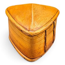 Vtg Handcrafted Triangle Shaped Molded Wood Trinket Box, Storaged Box 5