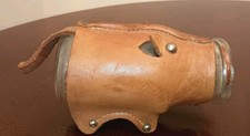 Vtg Half Pint Leather Piggy Snout Bank Half quart Milk Bottle Bank Duraglass picture