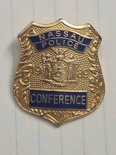 Nassau County Police Conference 1969 Gold Tone Enamel Mini Badge Lapel Pin NY picture
