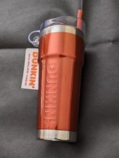 New  Dunkin 2023 Tumbler - 24oz Fall Orange Stainless Steel w/Straw (NWT) picture